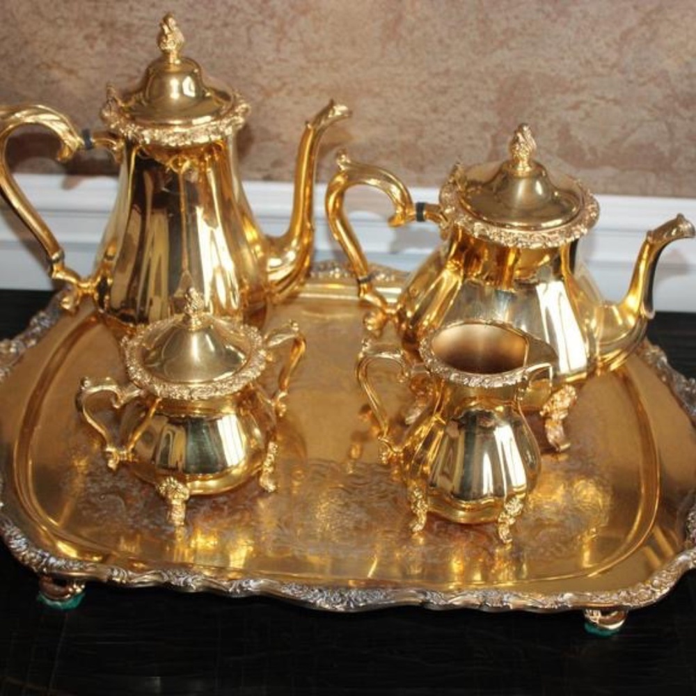24K Gold Plated Coffee/Tea Service Vintage Rare
